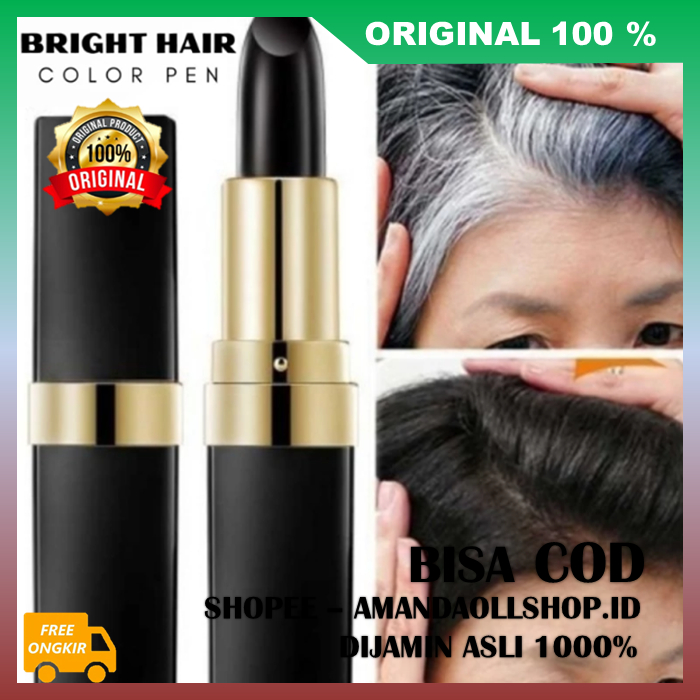 Lipstik Pewarna Rambut Uban / Semir Rambut Hitam Coklat / Color Pen 100% ASLI