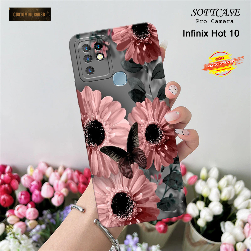 Case Infinix Hot 10 - Fashion Case BUNGA - Casing Hp  Infinix Hot 10 - Softcase  Infinix Hot 10 - Mi
