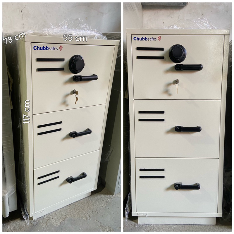 RPF Fireproof Chubbsafes 9203 Brankas Fire proof Chubb 3 Laci Kondisi Bekas Tahan Api Safety box