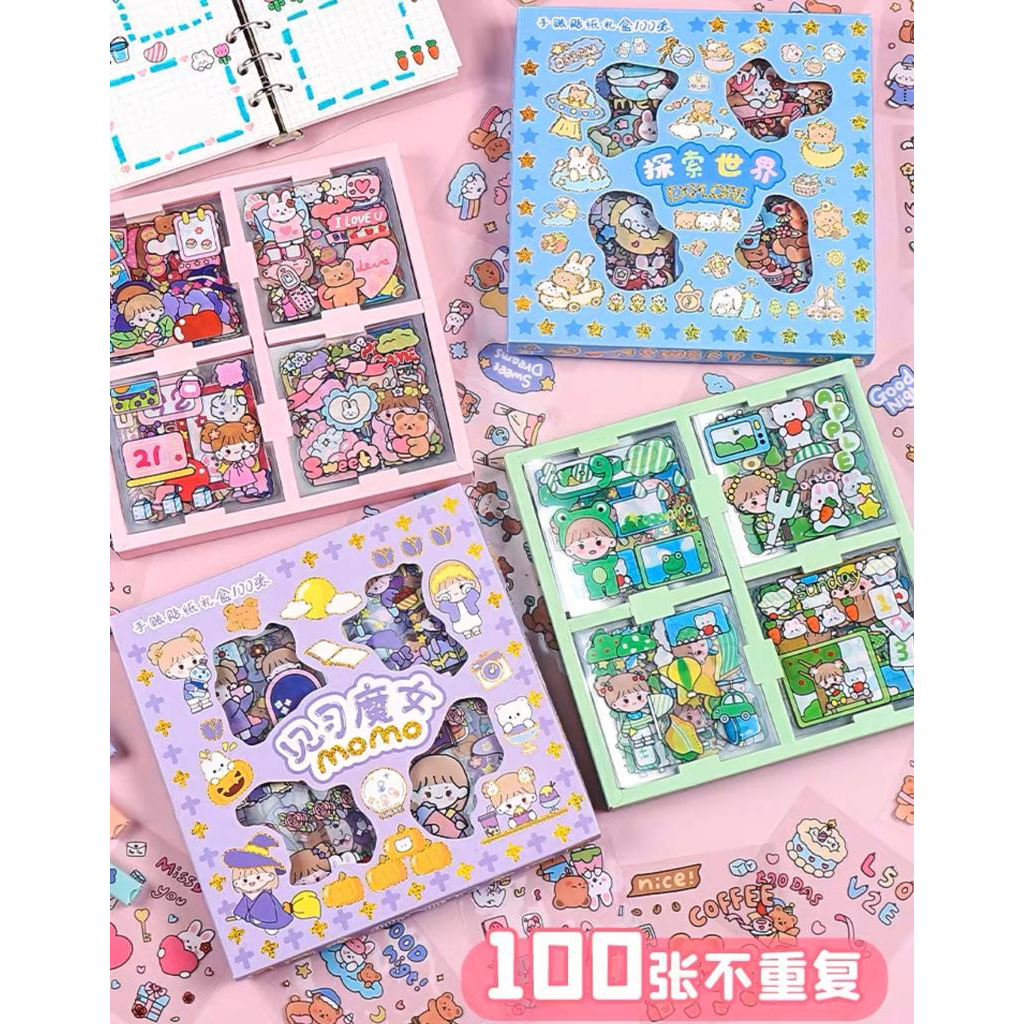 

DXUU 100 lembar Sticker MOMO Lucu waterproof Stiker Kartun Korea Anti Air