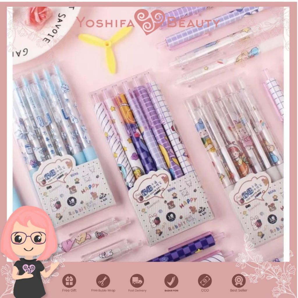 

Pulpen Gel Mekanik Set Isi 6 | BALLPOINT MEKANIK KOREA | Pulpen Cute Lucu Kartun Korea