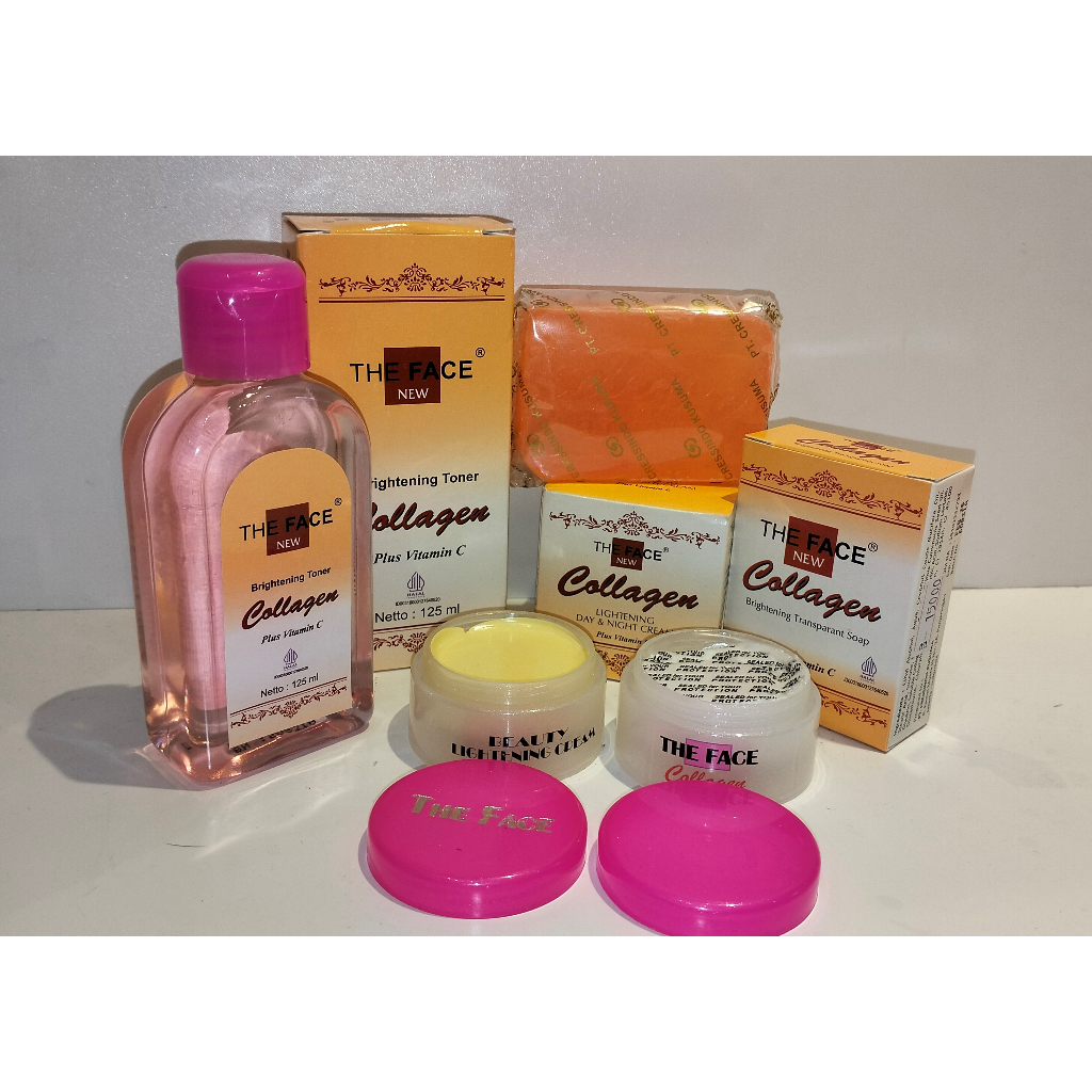 PAKET THEFACE COLLAGEN BPOM ORIGINAL 100% (DAY CREAM, NIGHT CREAM, SERUM 701/SERUM OREN, SABUN, TONE