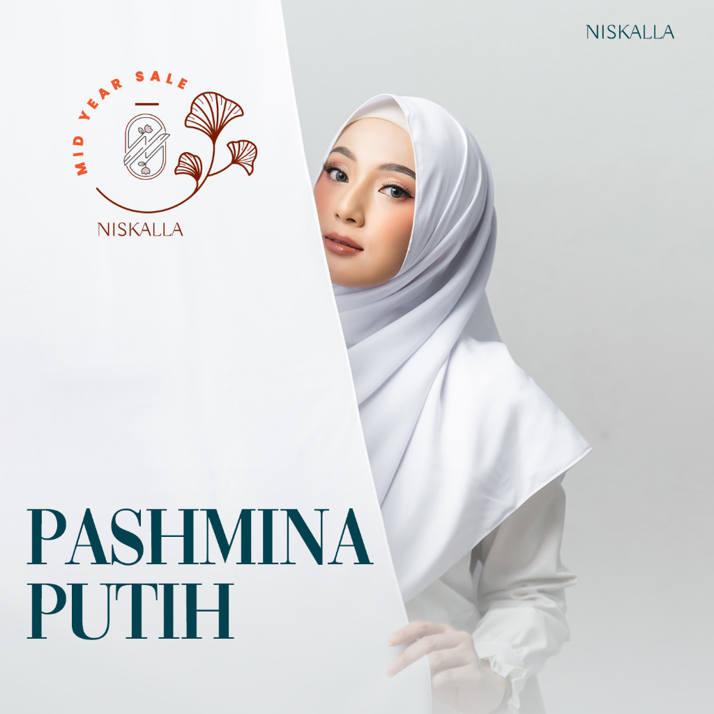 Niskalla Hijab Pashmina Polos Premium / Jilbab / Kerudung Premium Woolpeach Warna Putih