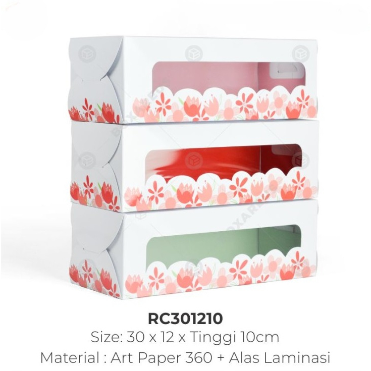 

Dus Roll Cake 30x12 Flower / Kemasan Packaging Kue Bolu Gulung / Multipurpose Kotak Pastry RC301210