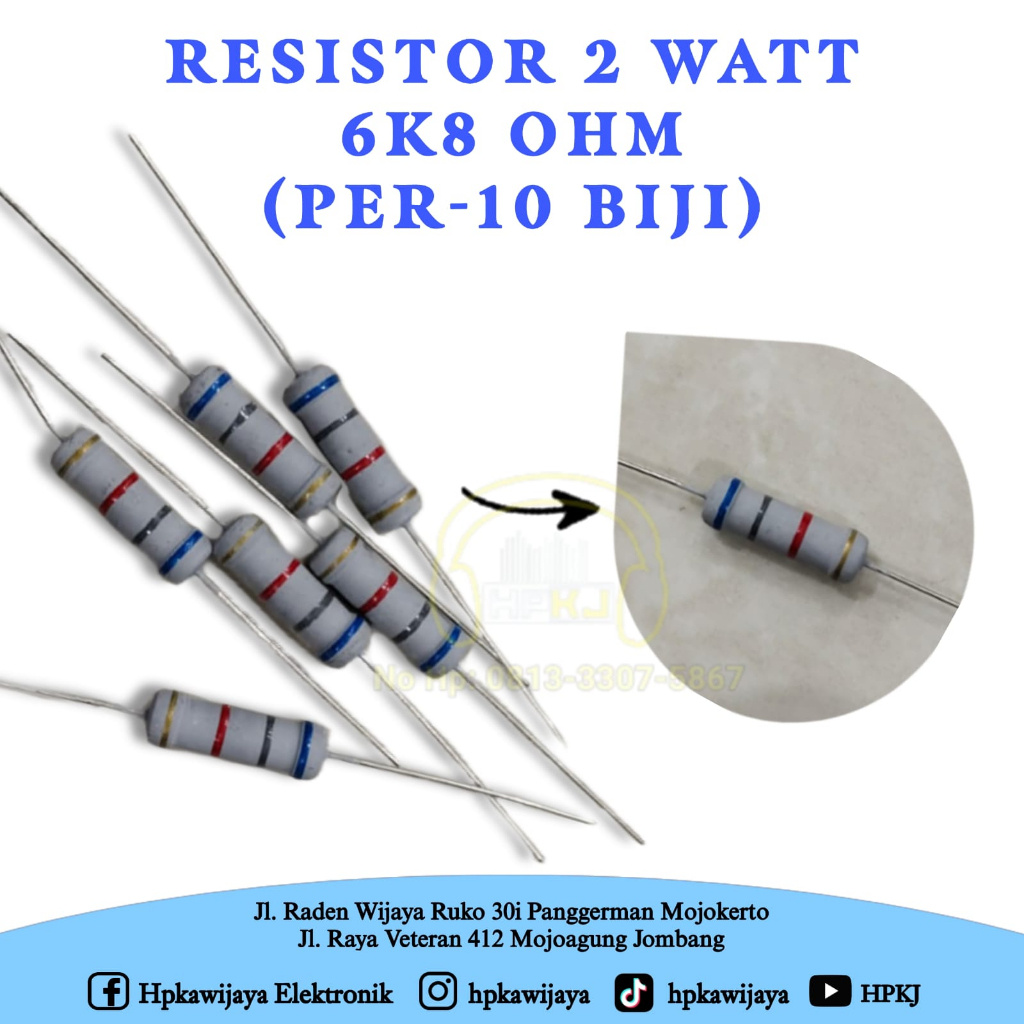 ( 40PCS ) RESISTOR 2 WATT 6K8 OHM 2watt 6k8 ohm R 2 watt