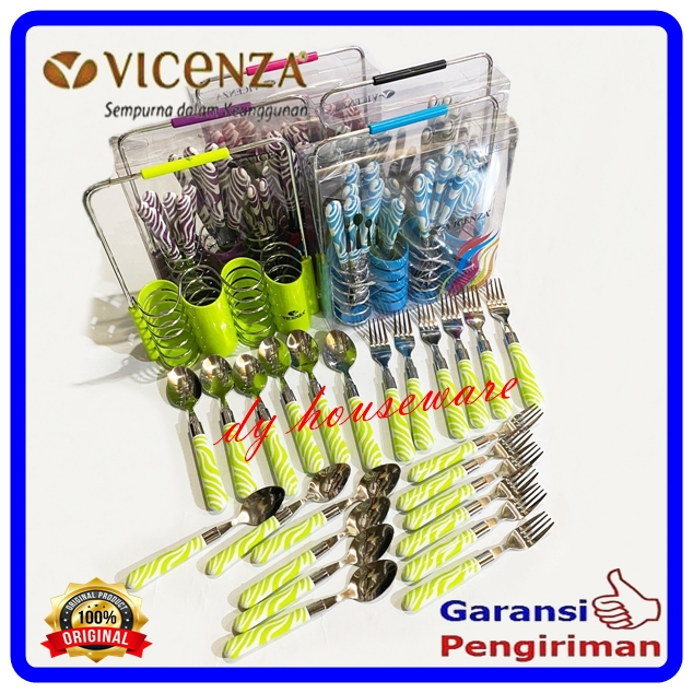 Sendok Garpu Set Stainless Motif Zebra Sendok Teh Garpu Kue Vicenza V-242
