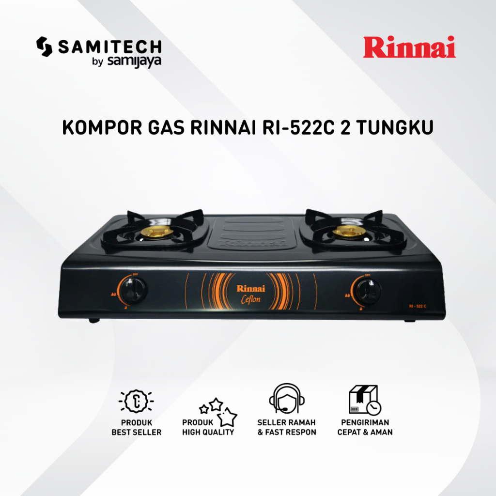 Rinnai Kompor Gas RI 522C & RI 522 C / 2 Tungku / Ceflon RI522C & RI522C