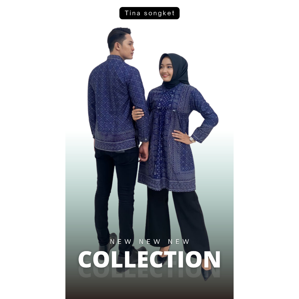 Baju Couple Muslim Batik Pasangan Atasan Motif Jumputan Tina Songket Palembang