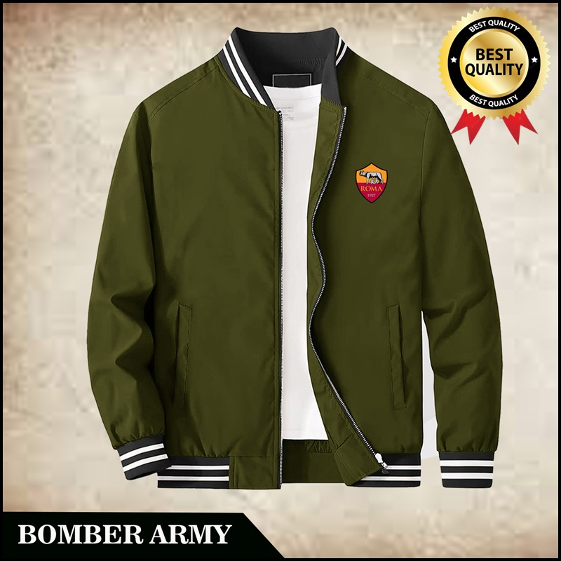 Jaket Baseball Pria As Roma Jaket Cowok Keren Jaket Pria Kekinian Jeket Cowok Keren Jaket Pria Terba