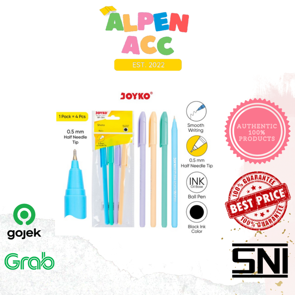 

JOYKO Ball Pen Pulpen Pena Joyko BP-364 Shota 0.5 mm 1 Pack 4 Pcs