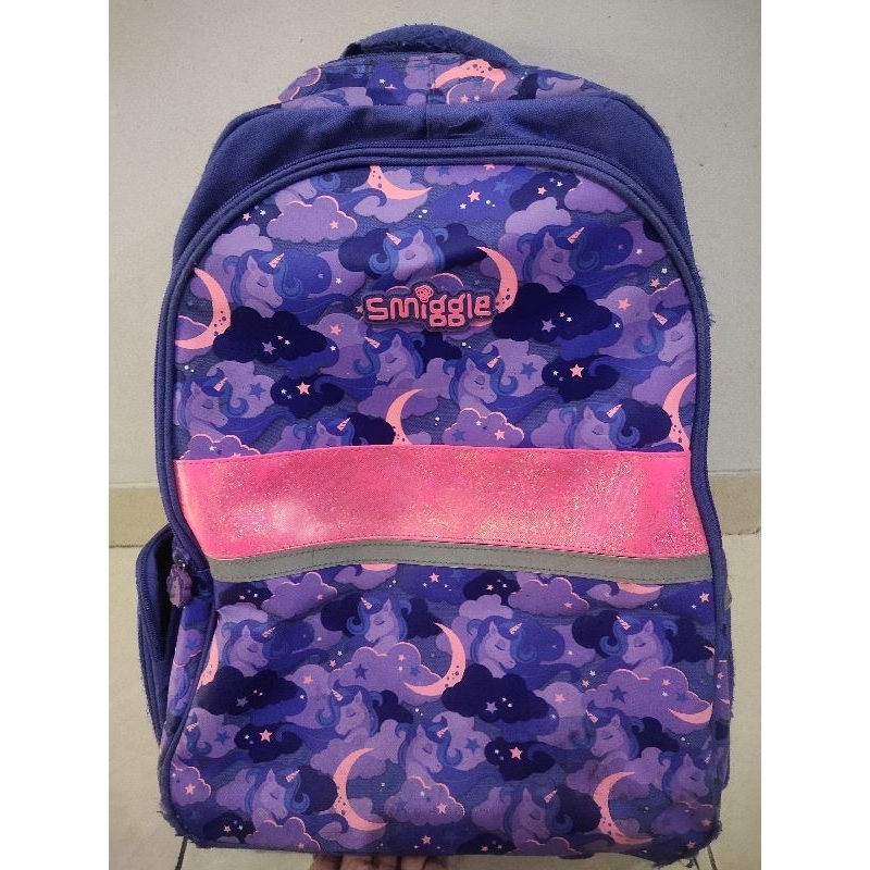 Preloved Smiggle Seek Trolley Backpack with Light Up Wheels unicorn ORIGINAL ORI troly trolly troli