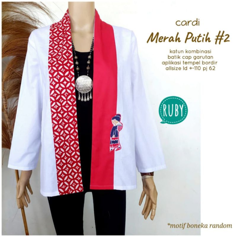 Cardigan Panjang Wanita Merah Putih#2