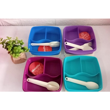 CUCI GUDANG TEMPAT wadah box BEKAL tlekem Makan Loli Tup Tupperware ada sekat makanan untuk anak TK 