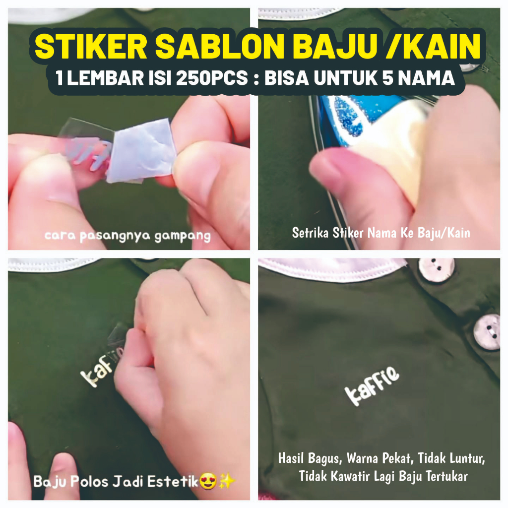 

[mp28] 60PCS Siker Baju Stiker Sablon Baju Stiker Kain Stiker Nama Sablon Setrika