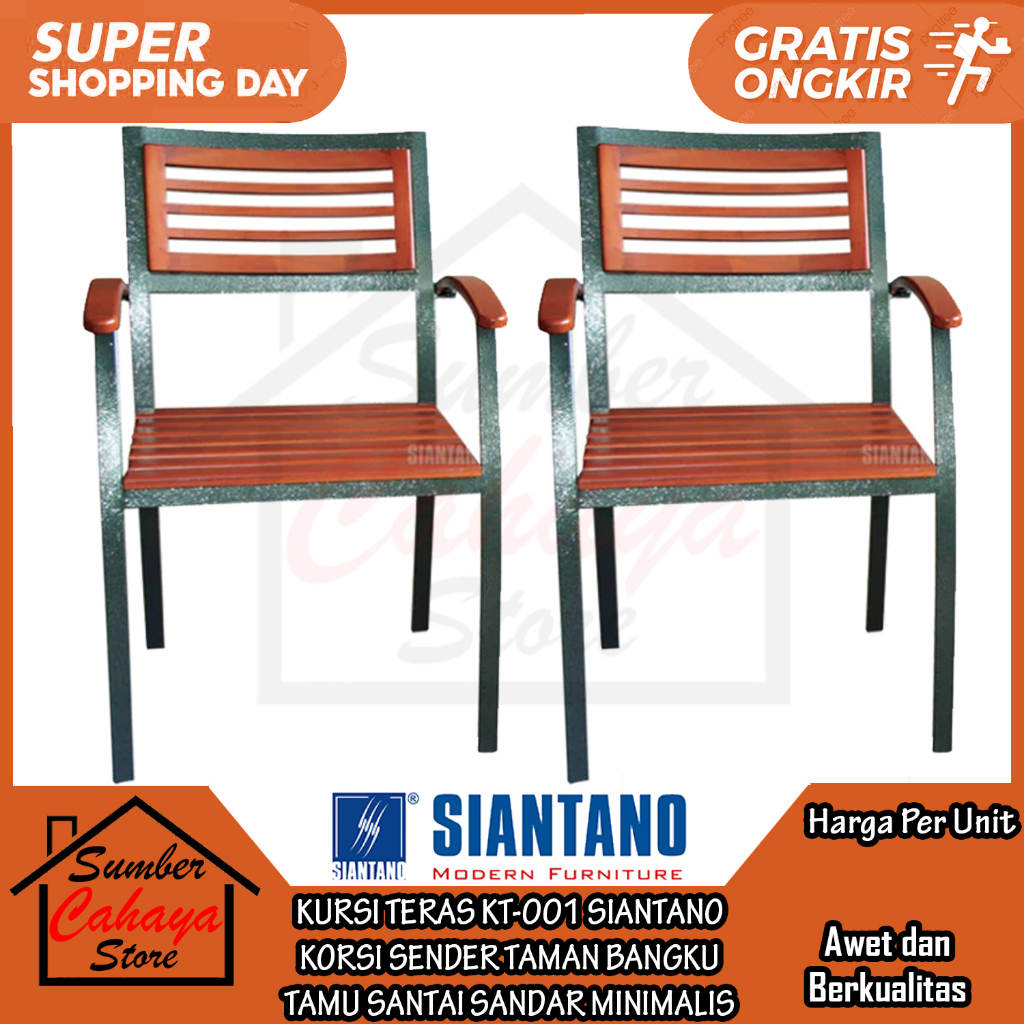 [Instan] KURSI TERAS KT-001 SIANTANO KORSI SENDER TAMAN BANGKU TAMU SANTAI SANDAR OUTDOOR BESI MINIM