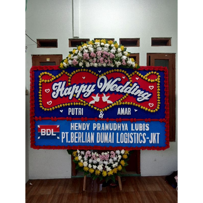 karangan bunga papan Happy wedding serang Banten