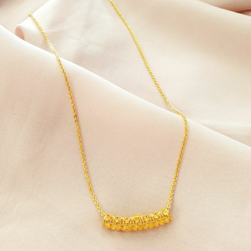 Kalung rantai gantung bambu emas asli kadar 375