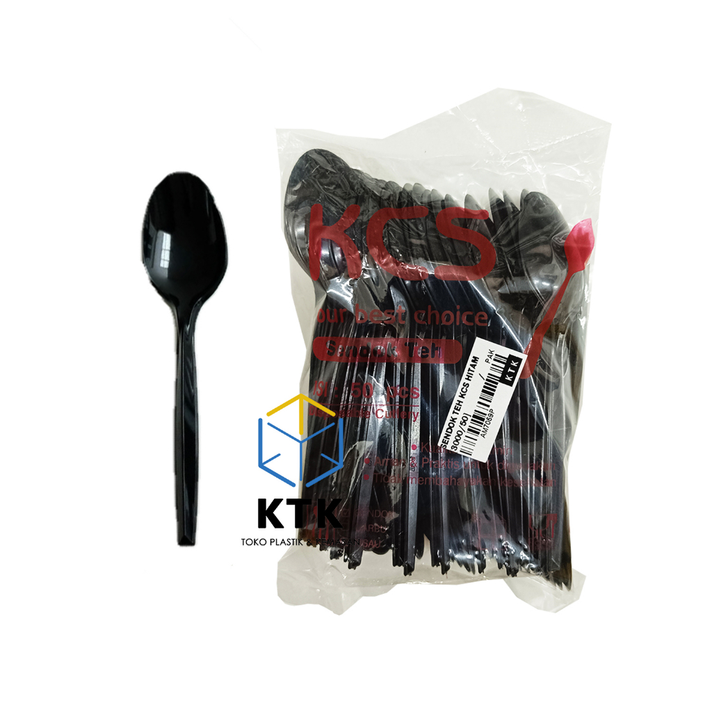 Sendok Teh KCS Hitam [100's] / Plastik Pendek Kue Dessert