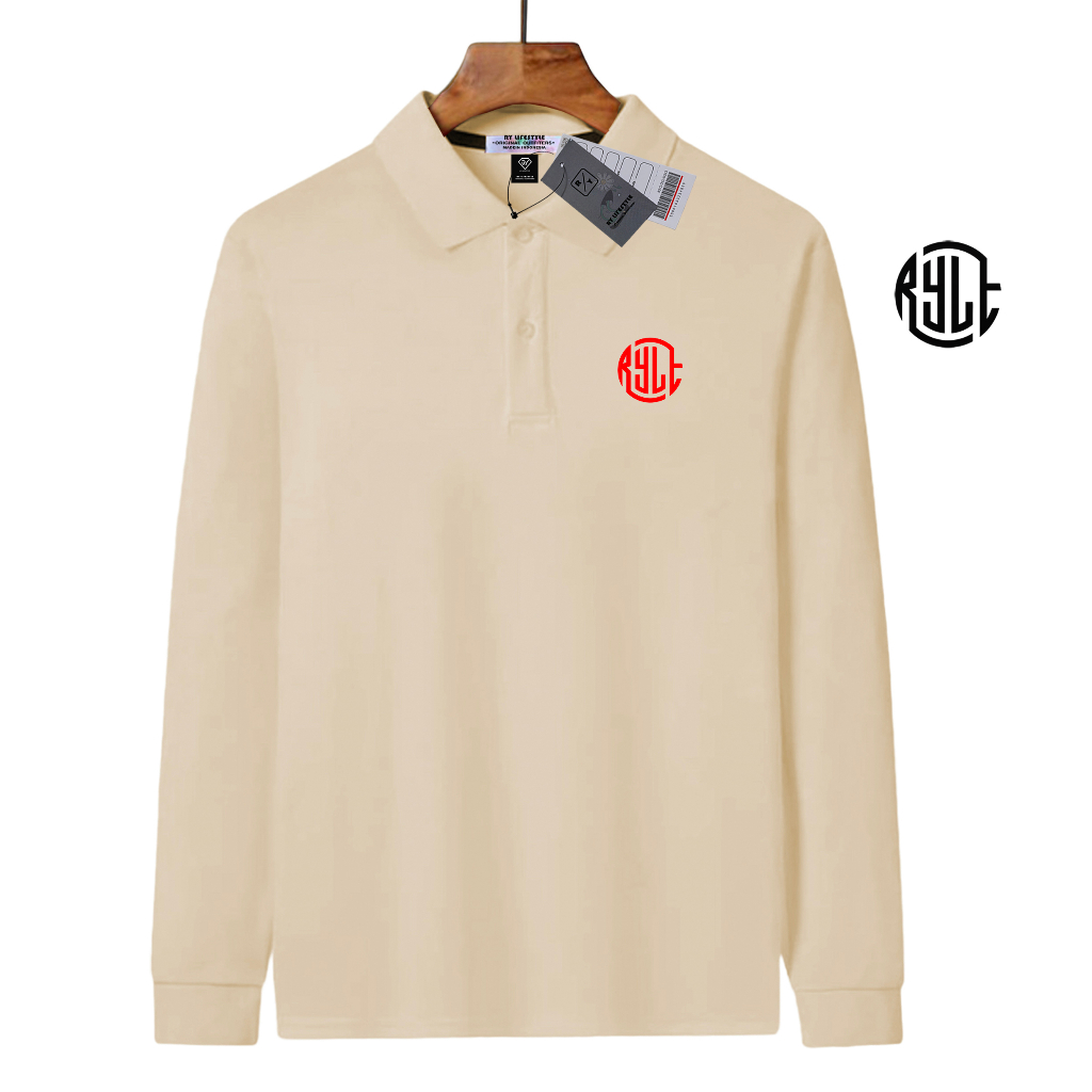 Ry Lifestyle Kaos Polo Shirt Lengan Panjang 501 Rylt Round Merah Casual