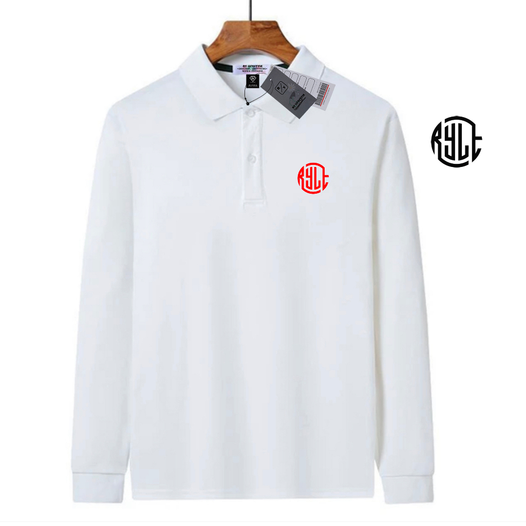 Ry Lifestyle Kaos Polo Shirt Lengan Panjang 501 Rylt Round Merah Casual
