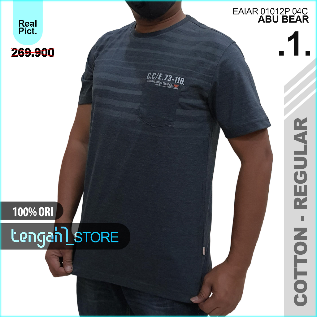 【COD】Kaos Pria Lengan Pendek Pola Reguler CARDINAL | T-shirt Pria Abu Regular