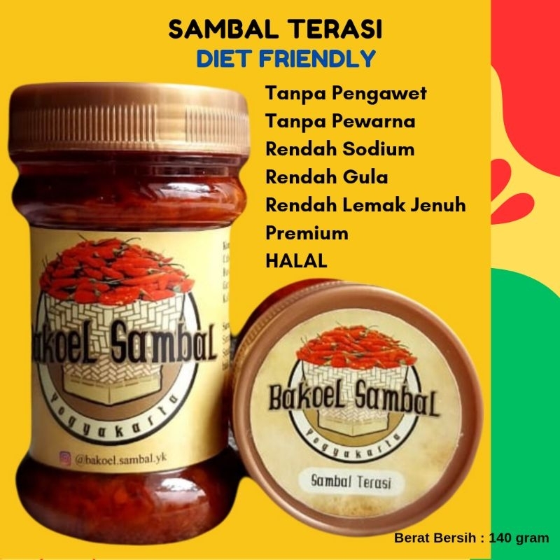 

SAMBAL TERASI PREMIUM Sehat DIET FRIENDLY BAKOEL SAMBAL YOGYAKARTA 140 gram