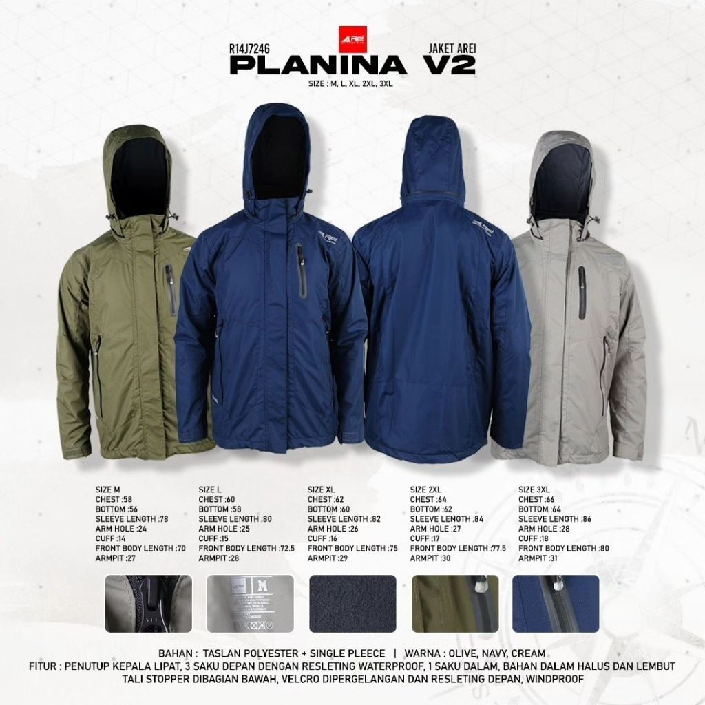 Jaket Gunung Pria Planina V2 Arei Outdoorgear Jaket Winbreaker Rei