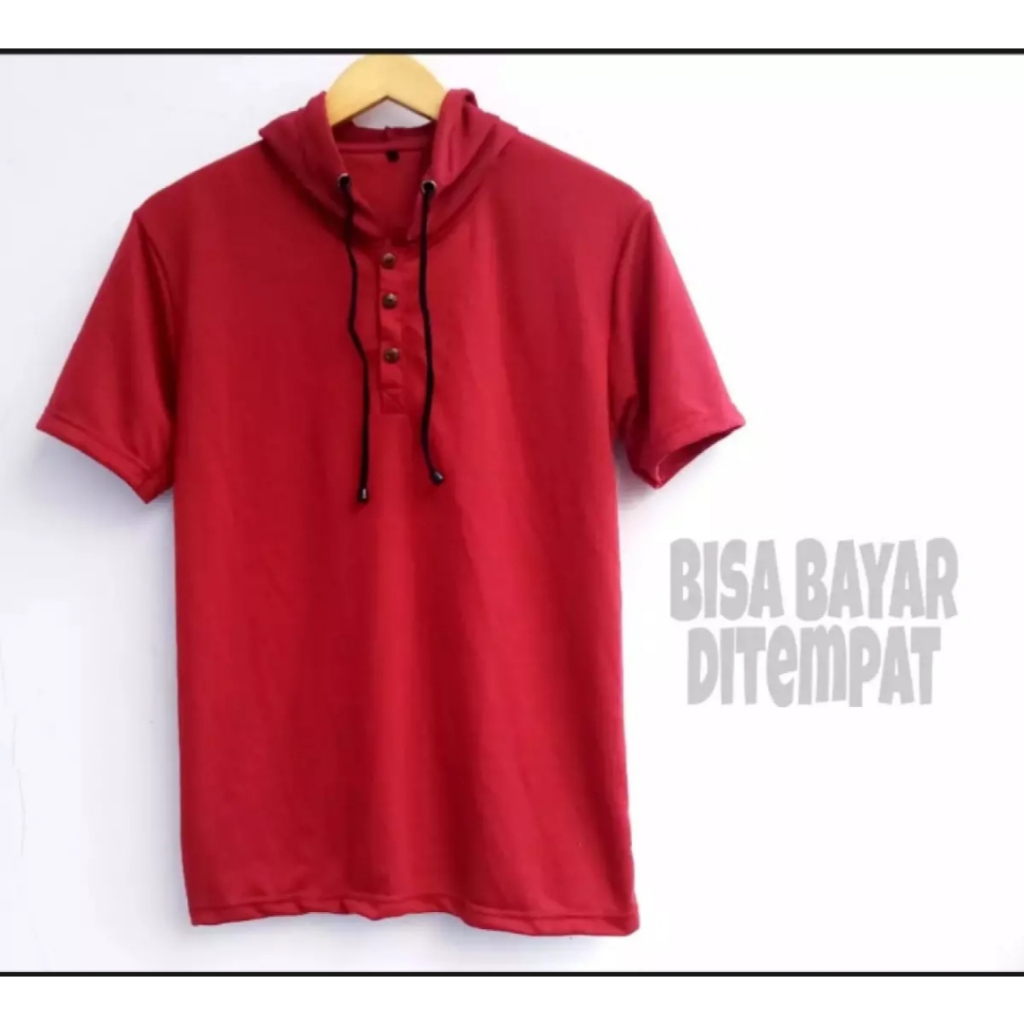 Kaos Hoodie Kupluk Lengan Pendek Polos / Kaos Lengan Pendek Kupluk Polos / Kaos Hoodie Santai Lengan