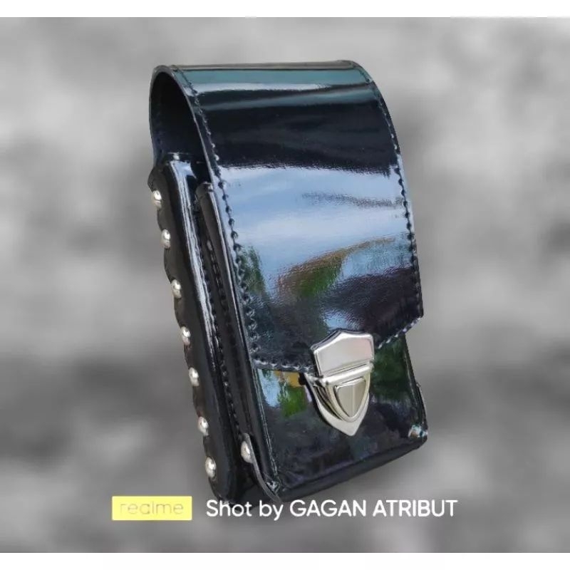 DOMPET HP SARUNG HP PINGGANG POLISI SECURITY SATPAM HITAM POLOS