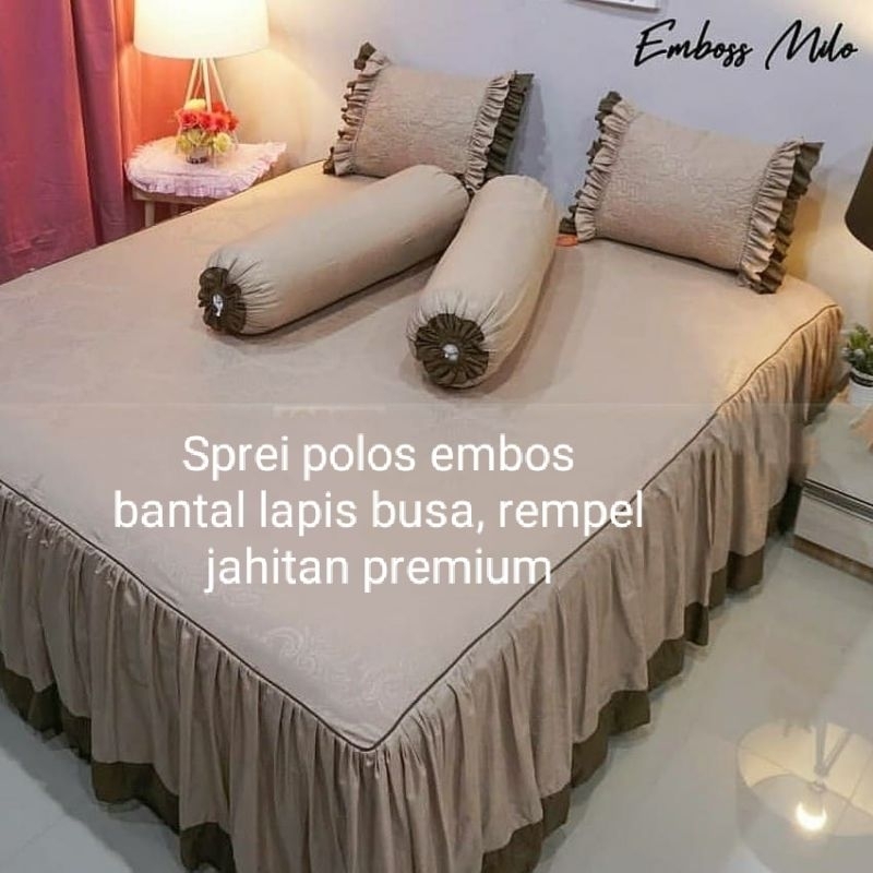 Sprei Rumbai Pengantin polos Sprei Homemade bantal rempel busa
