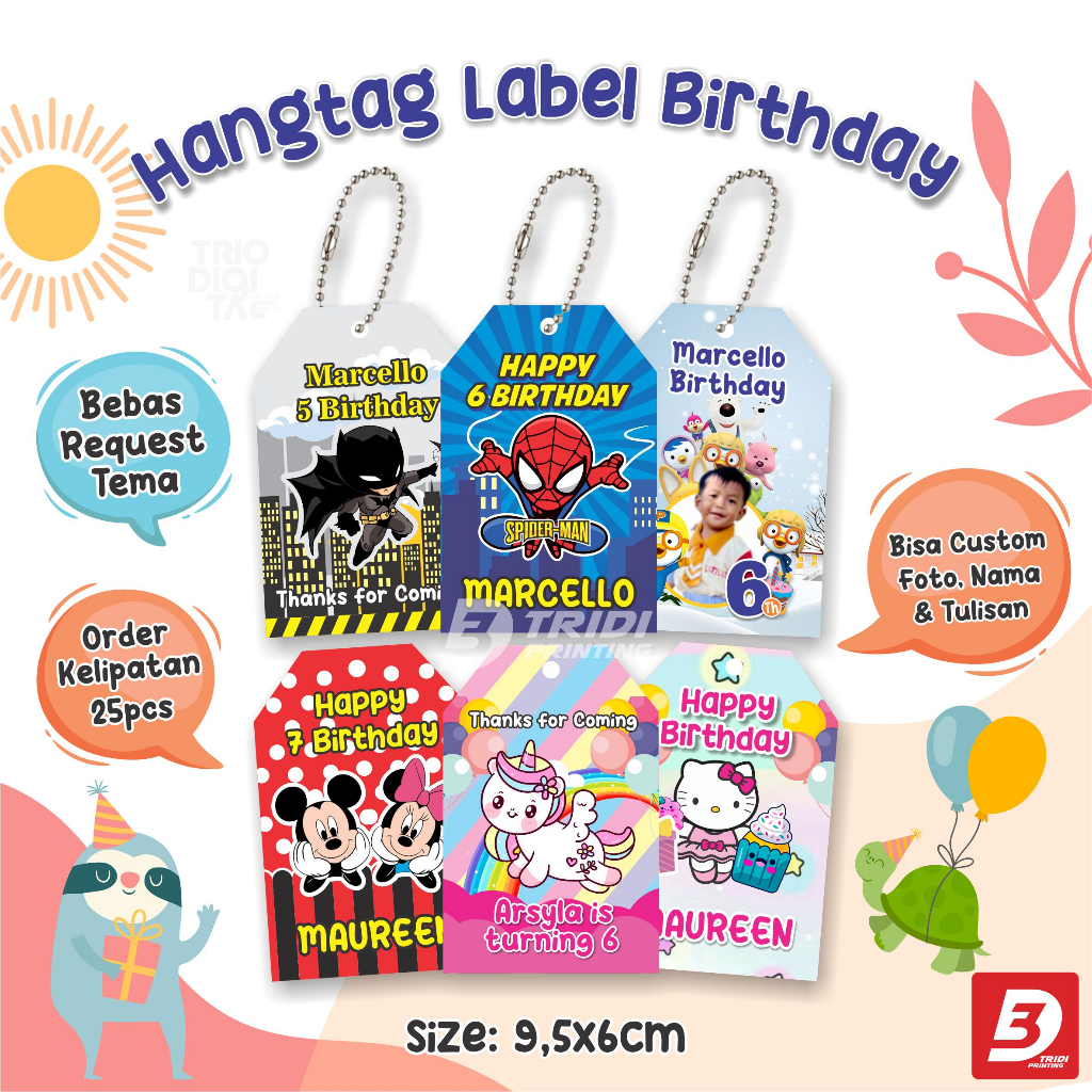 Hangtag Label Kartu Ucapan Ulangtahun Aqiqah Tedak Siten Souvenir