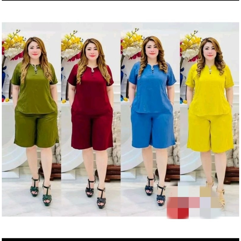 Bisa Cod Stelan Pendek Wanita Kekinian Crinkle Baju setelan Bahan Crinkle Airflow Premium Stelan Big