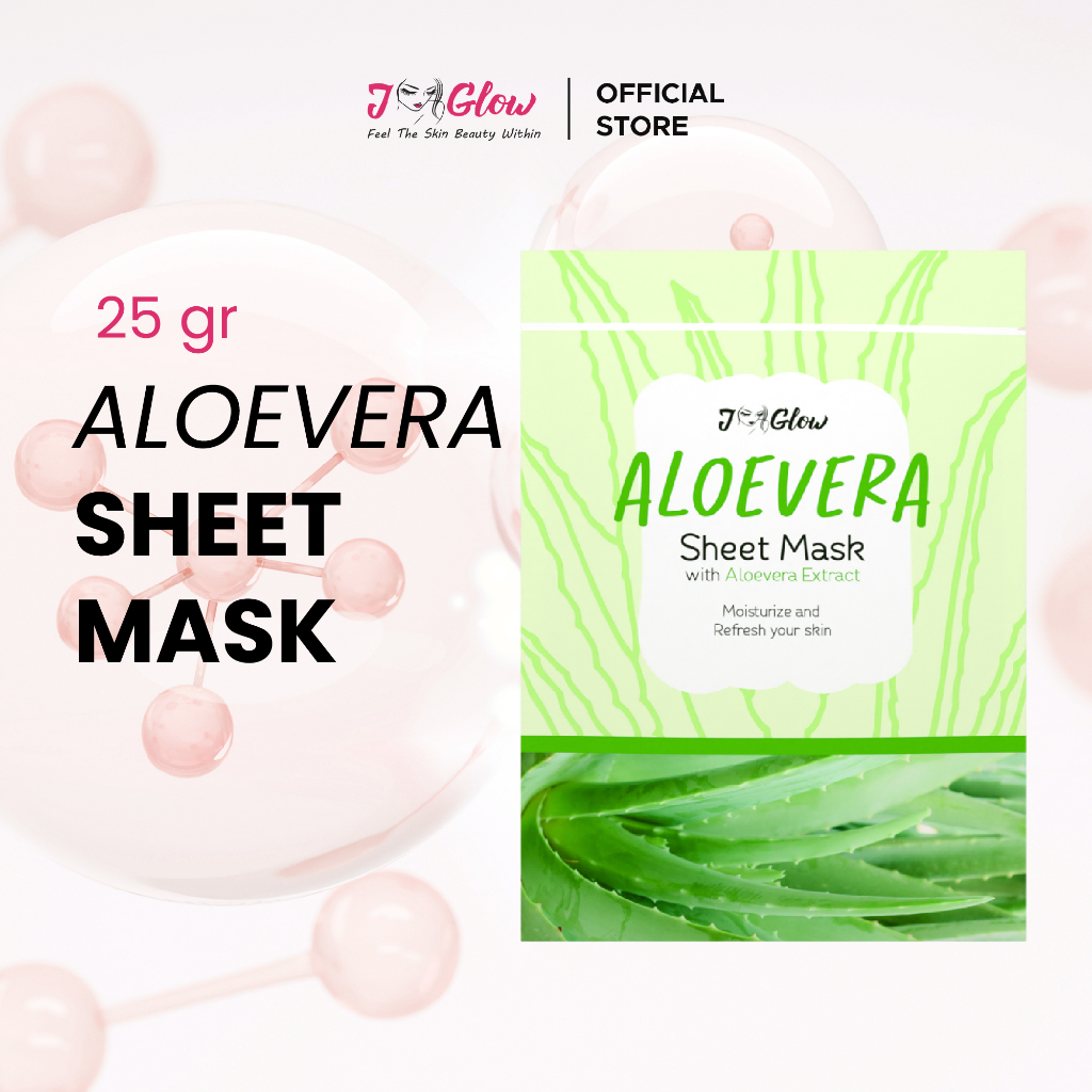 J-GLOW - Aloevera Sheet Mask Jglow (Masker Wajah Siap Pakai Untuk Melembabkan) - 25 gr