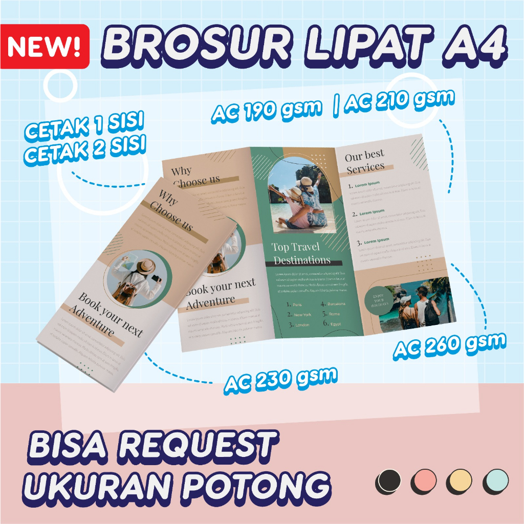 

Cetak Brosur Lipat Custom Promosi A4 Art Carton Print Leaflet