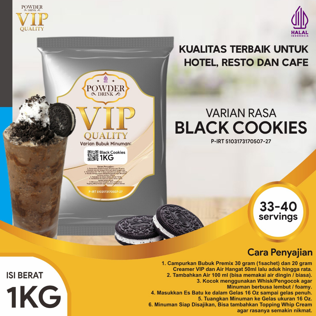 

Bubuk Minuman Kualitas VIP Rasa Black Coookies 1 Kg Choco Cookies Bubuk Minuman Kelas VIP Boba Drink Powder