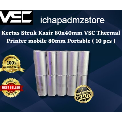 Kertas Struk Kasir 10PCS VSC Thermal Printer mobile 80mm Ukuran 80x40mm