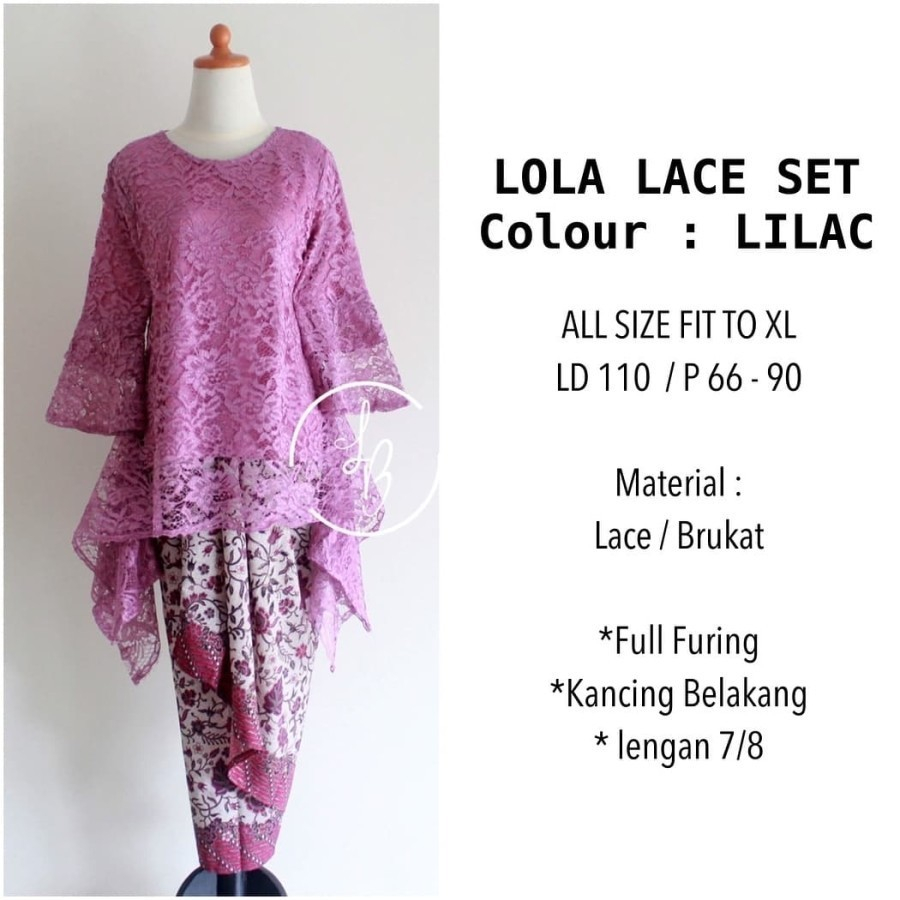 setelan kebaya /kebaya rinjani / setelan brukat / brukat modern /kebaya /kebaya rinjani /brokat LILA