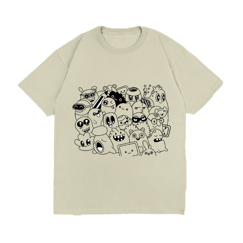 WGUD'S T-shirt DOODLE [sablon DTF] Unisex Pria & Wanita *PREMIUM QUALITY*-BEIGE