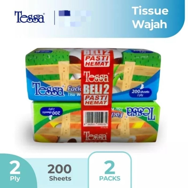 [BUY 1 GET 1] Tessa Facial Tissue - Tissue Wajah / Tissue Tessa 200 Sheet 2 Ply