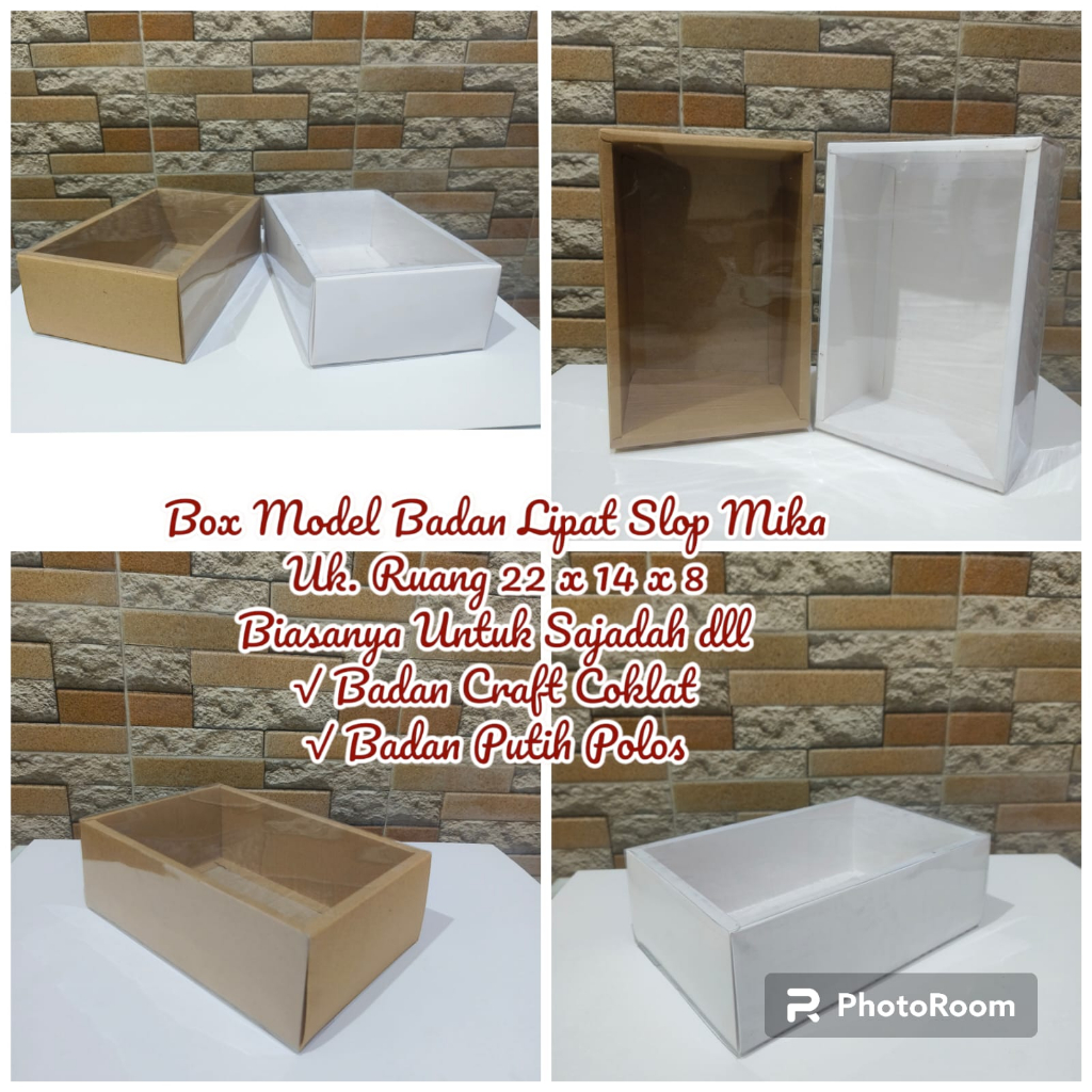 

Kemasan Souvenir bahan Kertas Craft Uk. 22 x 14 x 8 Tutup Slop Mika