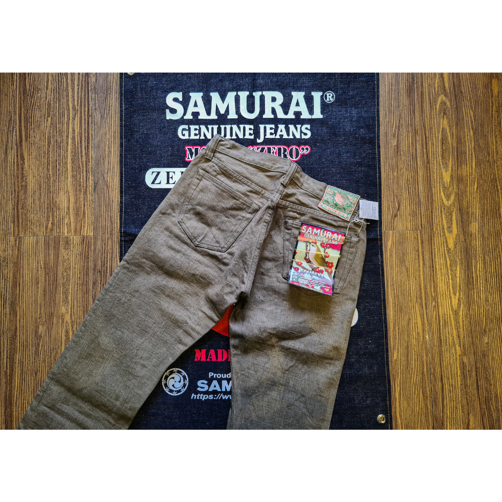 Samurai Jeans "Uguisu" Olive 17oz Left Hand Twill Selvage Jeans