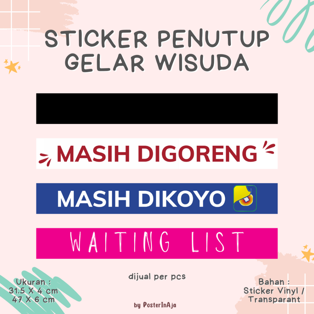 

Sticker Stiker Penutup Gelar untuk Banner Wisuda ke- LULUS an Label