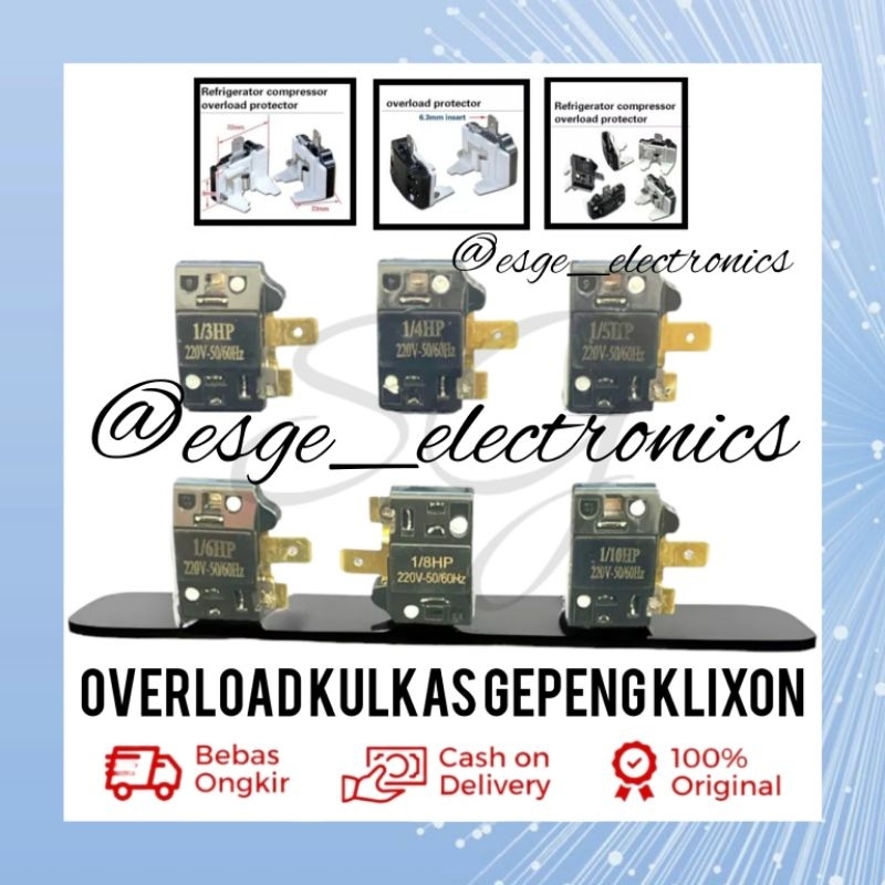 ORIGINAL OVERLOAD KULKAS GEPENG KLIXON 1/3 1/4 1/5 1/6 1/8 OVERLOAD KULKAS GEPENG KLIXON OVERLOAD KU