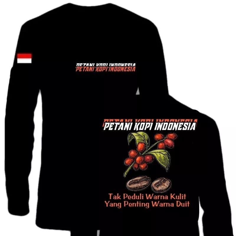 KAOS PETANI KOPI MOTIF KOPI KOPI LENGAN PANJANG
