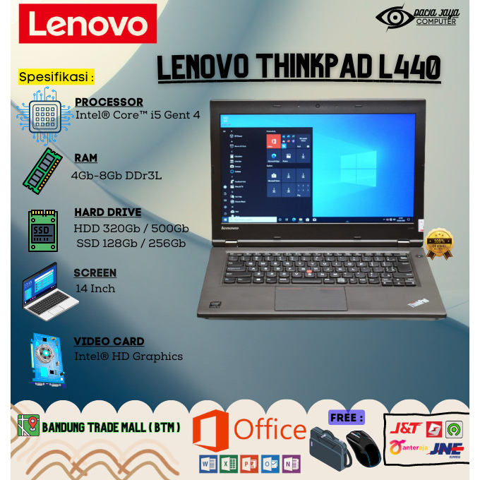 Laptop Lenovo Thinkpad L440 Core i5 Gen 4 Ram 8gb Ssd 256gb