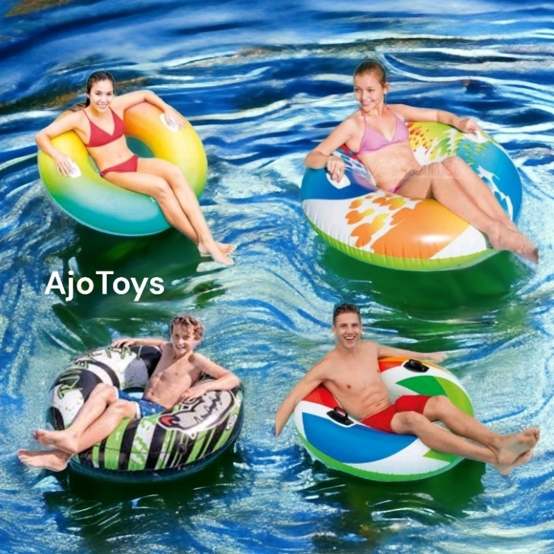 BAN RENANG REMAJA DAN DEWASA PREMIUM KHAS WATERBOOM UKURAN 1.22M  / 48INCH INTEX SWIM RING WITH HAND