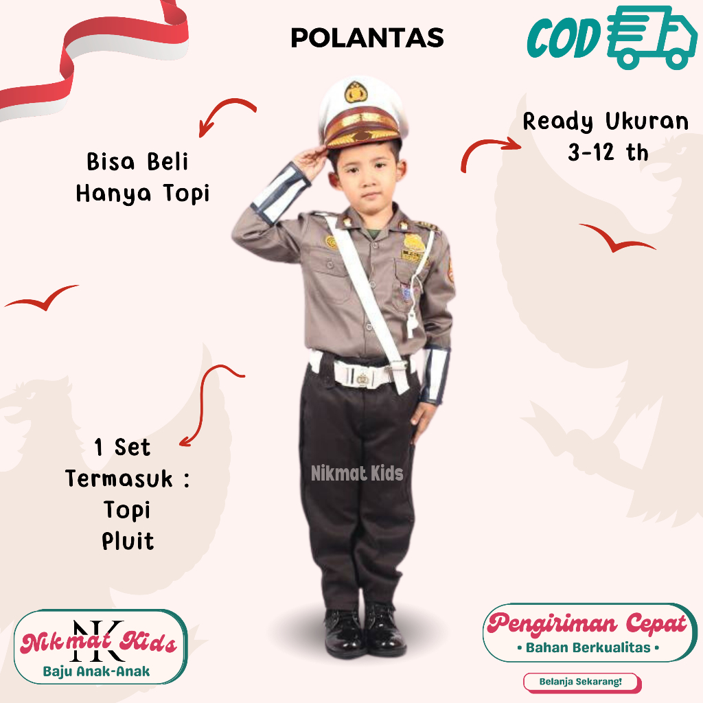 Baju polisi anak laki laki seragam profesi anak baju kostum anak polantas dinas polisi lalu lintas d