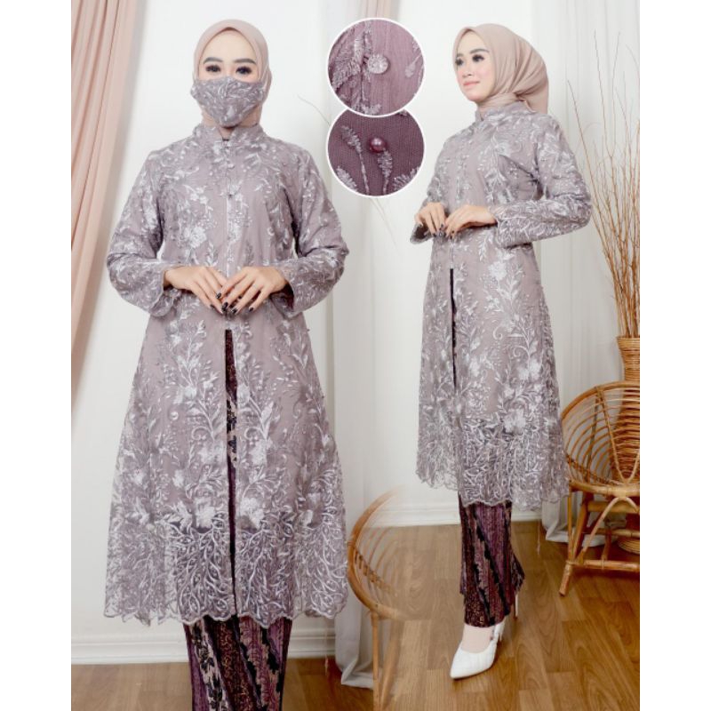 SETELAN KEBAYA TUNIK TILE TERBARU SET KEBAYA MODERN BAJU KEBAYA TILE