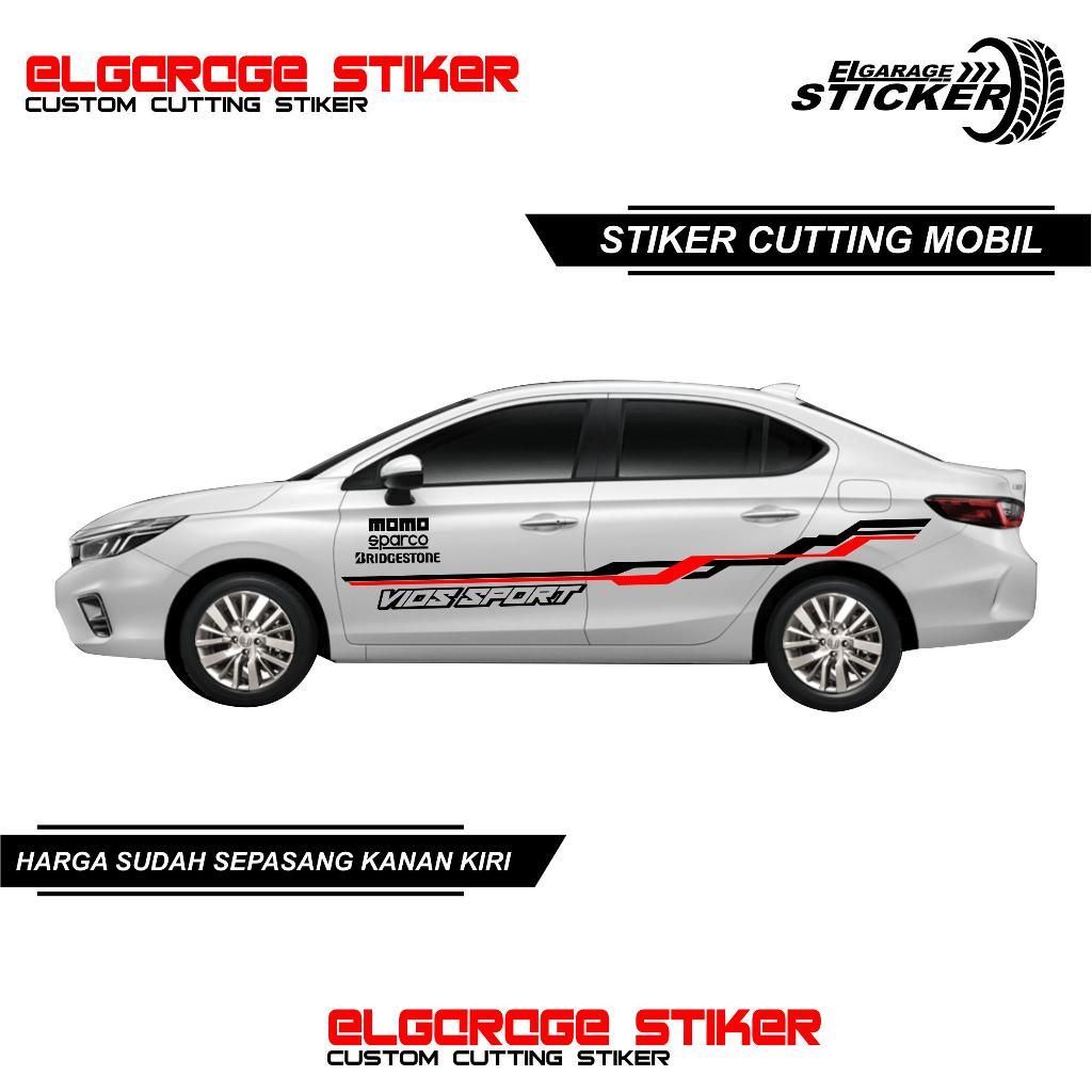 Stiker mobil sedan vios sport stiker cutting variasi body samping all mobil sedan