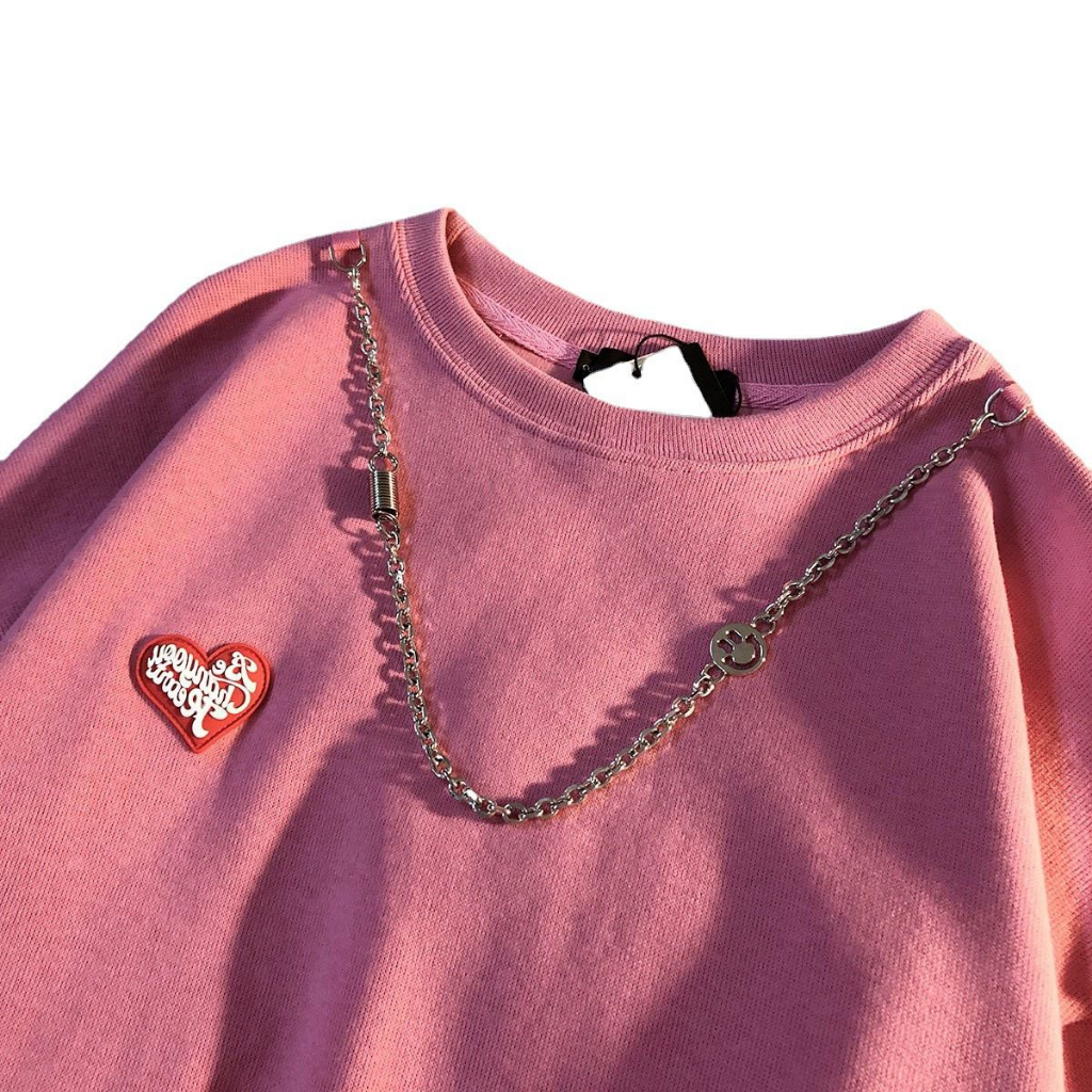 [littlecrab] Kaos Lengan  Panjang Love Mini Kecil With Additional Chain Tambahan Jahitan Baju Bawah 